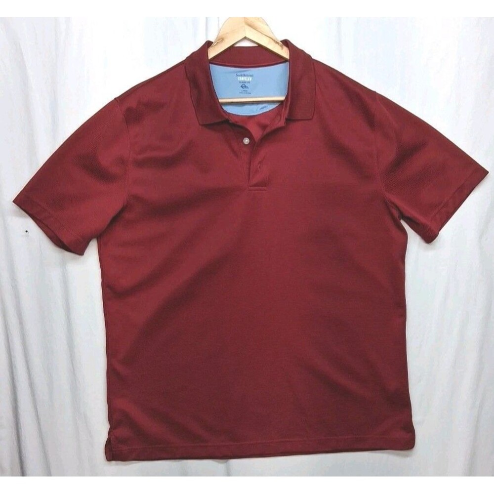 Saddlebred Traveler Classic Fit Mens Large Burgundy Polo Adaptive Cool Golf